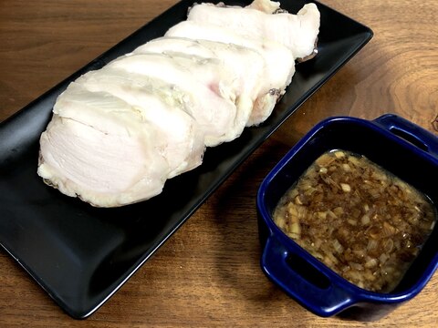 バーミキュラ☆鶏むね肉の蒸し鶏とうまうまネギソース